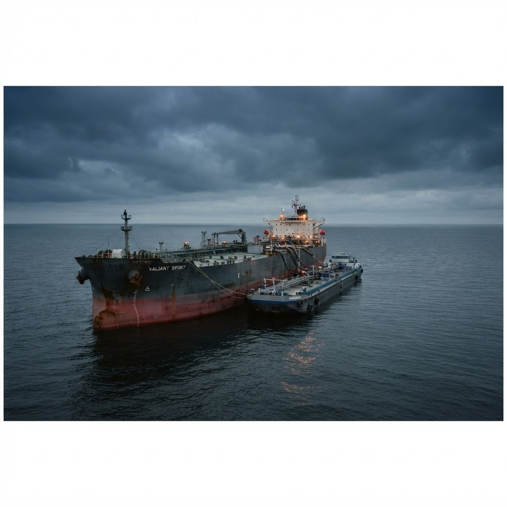 Energy tanker operating at sea